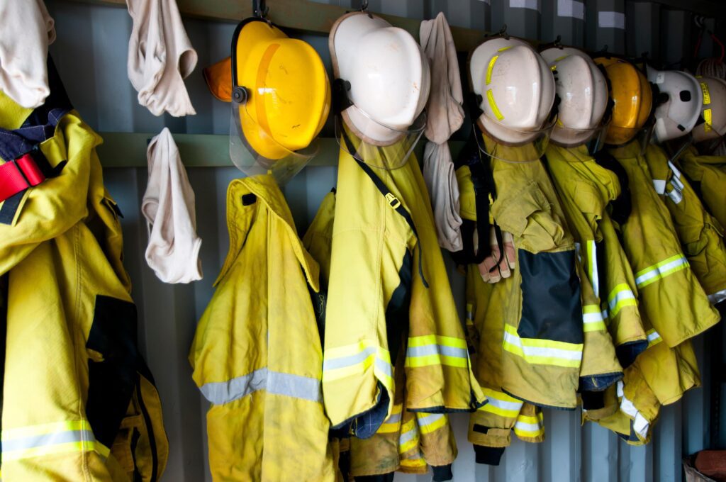 Link Resources chief fire warden protective firefighting equipment stored for emergency response training